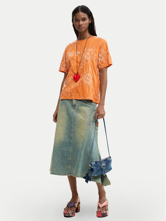 Desigual Desigual T-särk Genova 26SWTK48 Oranž Regular Fit