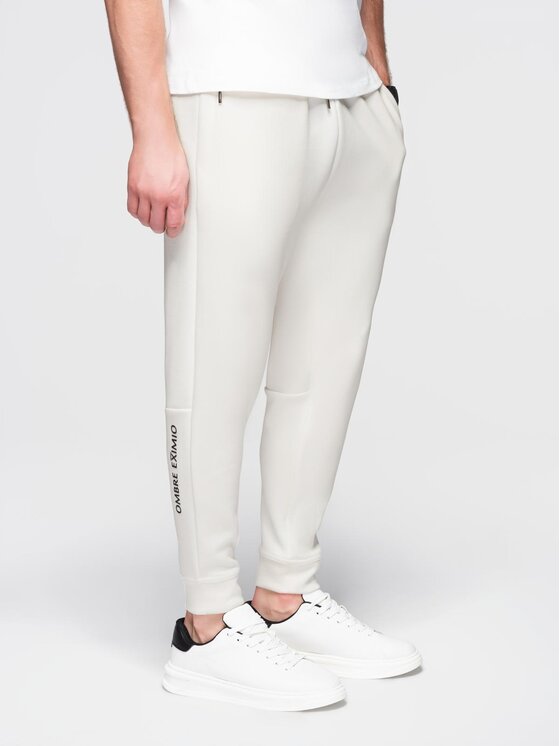 Ombre Ombre Spodnie dresowe OM-PASK-0223 Biały Regular Fit