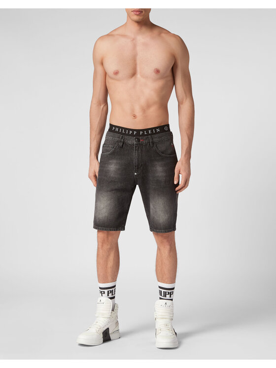 PHILIPP PLEIN PHILIPP PLEIN Pantaloncini di jeans 1087 Grigio Regular Fit