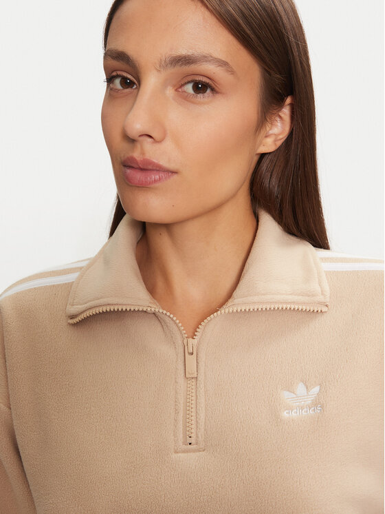adidas adidas Polar Polar Fleece 1/2 Zip IY7267 Bej Loose Fit