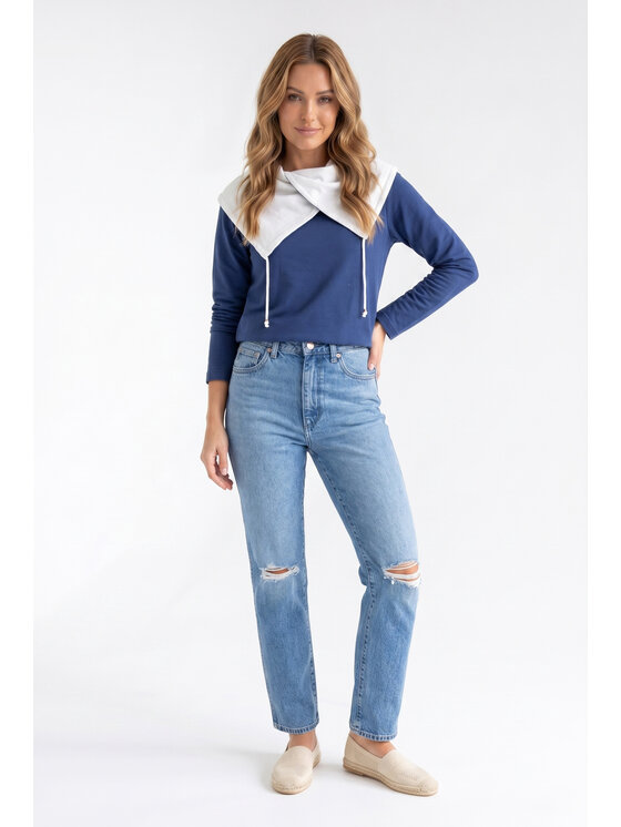 FIGL FIGL Mikina M1365 Tmavomodrá Regular Fit