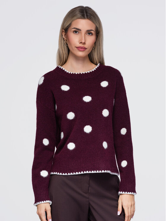 Ombre Ombre Sweter OW-SW-E0021 Bordowy Regular Fit
