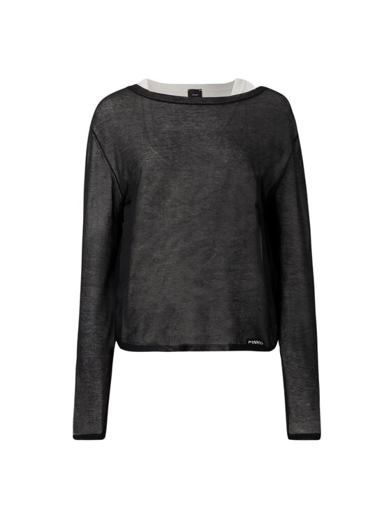 PINKO PINKO Sweter Martin maglia cotton crepe Czarny Regular Fit