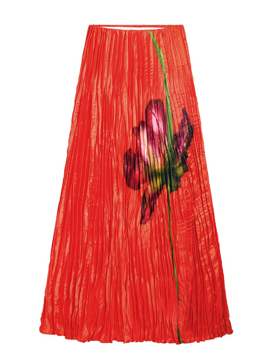 Desigual Desigual Plisovaná sukňa Follet 25SWFW06 Oranžová Regular Fit
