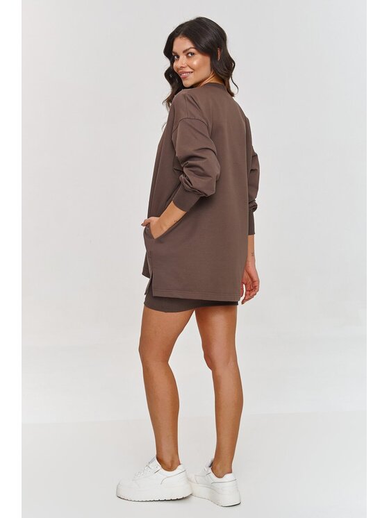 Makadamia Makadamia Komplet bluza i sukienka m867 Brązowy Fitted Fit