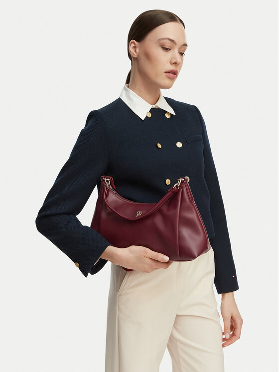 Tommy Hilfiger Tommy Hilfiger Дамска чанта Th Essential Shoulder Bag AW0AW18374 Бордо