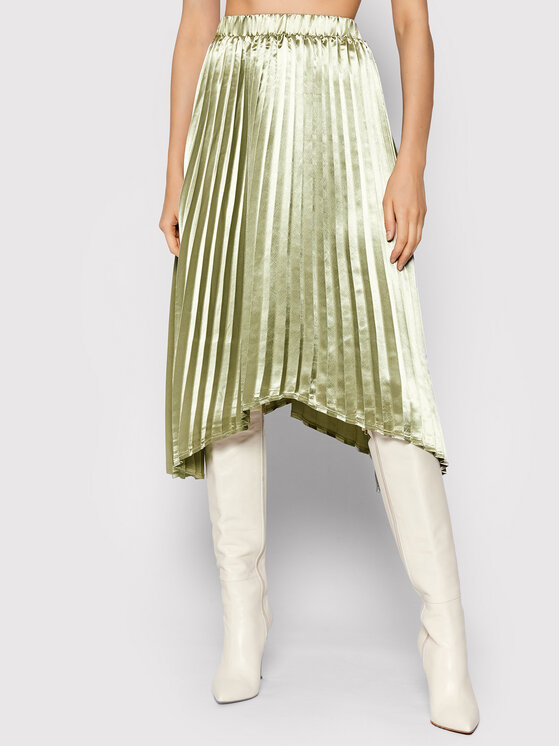 NA-KD NA-KD Spódnica plisowana Pleated Asymmetric 1018-007371-1130-581 Zielony Regular Fit