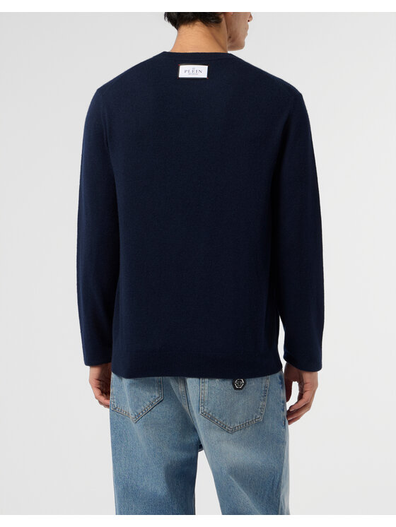 PHILIPP PLEIN PHILIPP PLEIN Sweter 29047 Granatowy Regular Fit