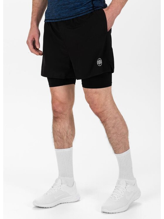 PITBULL PITBULL Szorty sportowe New Logo Czarny Regular Fit