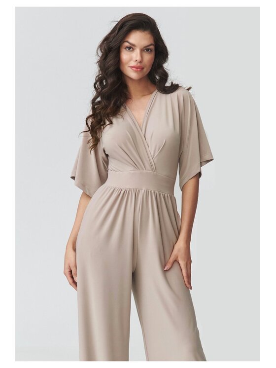Makadamia Makadamia Kombinezon M939 Beżowy Loose Fit