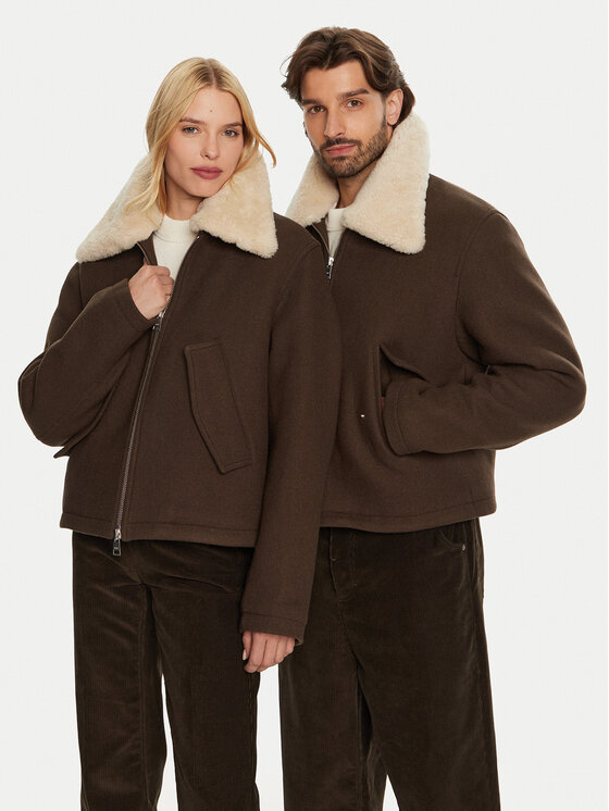AMI PARIS AMI PARIS Átmeneti kabát HJK060.WV0049 Barna Regular Fit