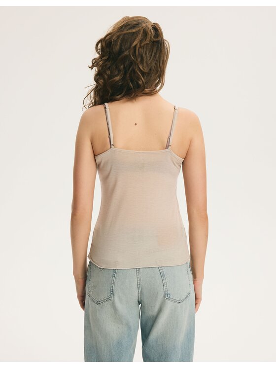 Esotiq Esotiq Bluzka 46064 Beżowy Regular Fit