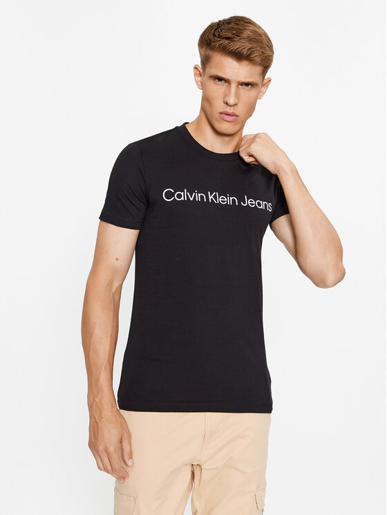 Calvin Klein Jeans T-krekls J30J322552 Melns Slim Fit