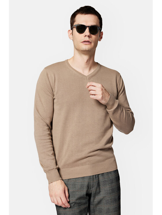 Lancerto Lancerto Sweter Anthony SW073223000047 Beżowy Regular Fit