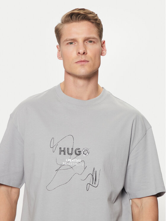 HUGO HUGO T-shirt Nabion 50530441 Siva Loose Fit