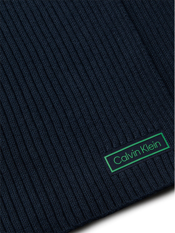 Calvin Klein Calvin Klein Šal Patch Chunky Rib Cotton Scarf LV04D8055G Tamnoplava