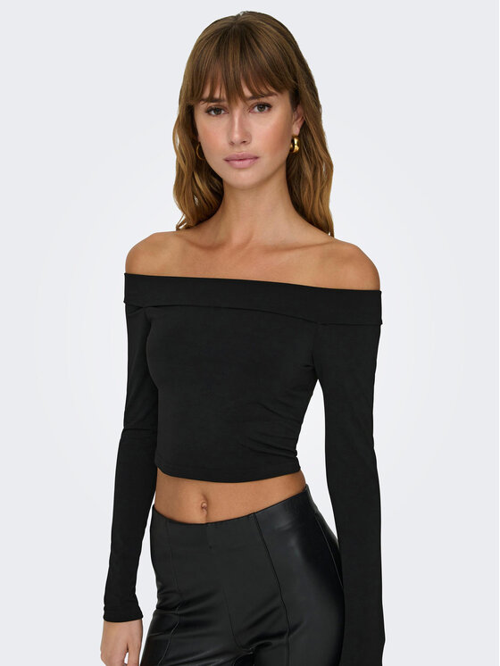 ONLY ONLY Bluzka 15302593 Czarny Slim Fit