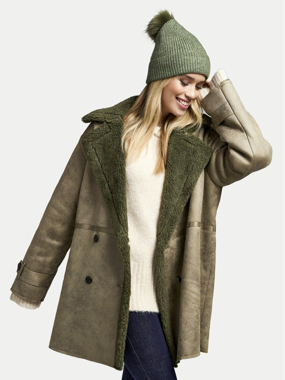ONLY ONLY Fellmantel Ylva 15322402 Grün Regular Fit