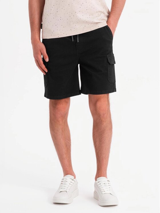 Ombre Ombre Szorty materiałowe OM-SRCG-0190 Czarny Regular Fit