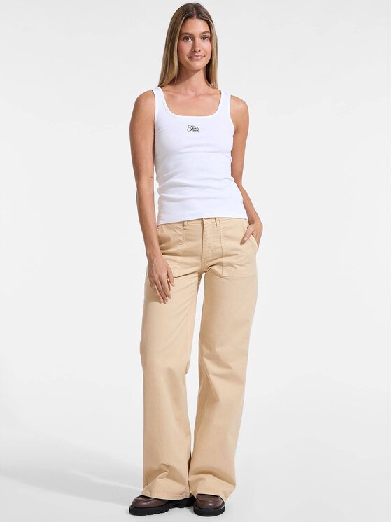 Guess Jeans Guess Jeans Kalhoty z materiálu 174921 Béžová Slim Fit