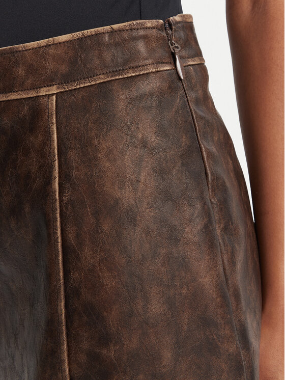 Guess Guess Spódnica z imitacji skóry W5YD46 WHDI0 Brązowy Regular Fit