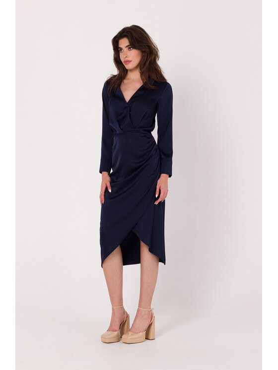 Makover Makover Elegantní šaty K172 Tmavomodrá Modern Fit