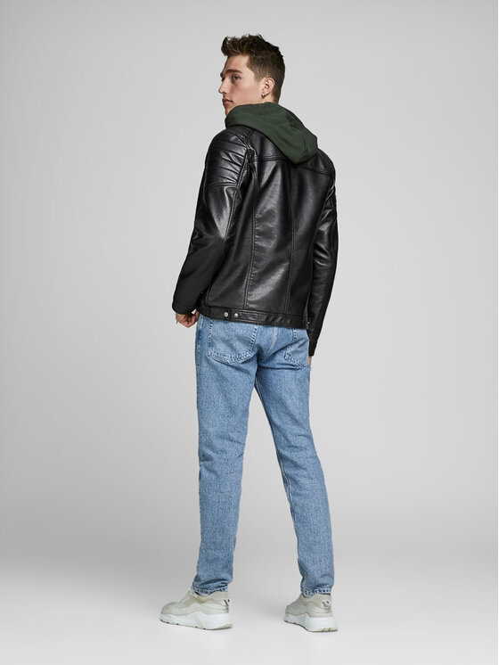 Jack & Jones Jack & Jones Bunda z imitácie kože Rocky 12147218 Čierna Regular Fit