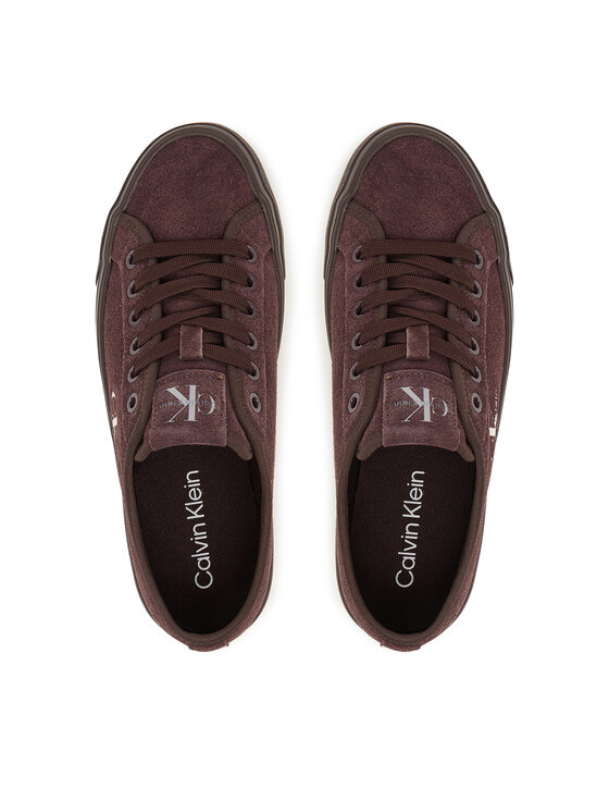 Calvin Klein Calvin Klein Πάνινα παπούτσια Vulc Flatf Laceup Suede HW0HW03088 Μπορντό