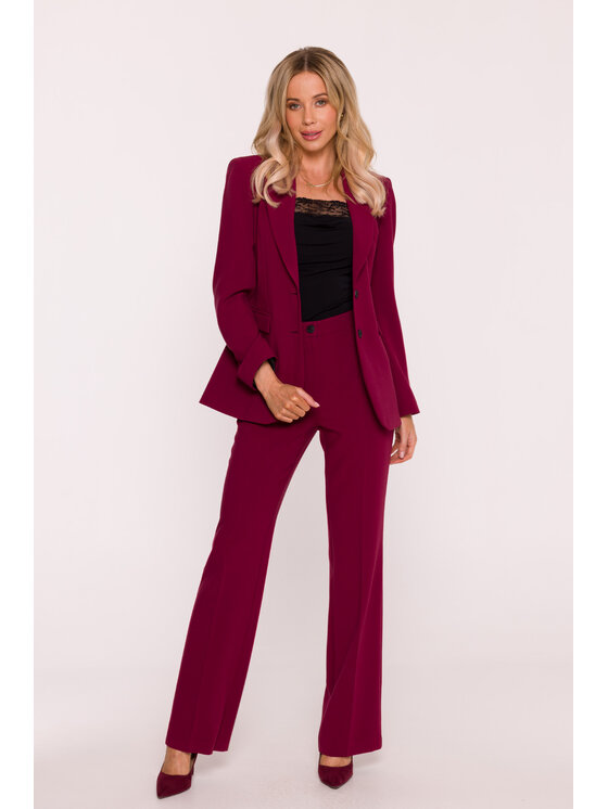 Stylove Stylove Marynarka S417 Bordowy A-Line Fit
