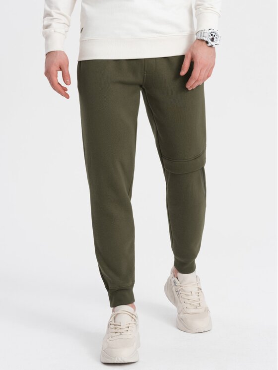 Ombre Ombre Spodnie dresowe OM-PASK-0147 Zielony Regular Fit