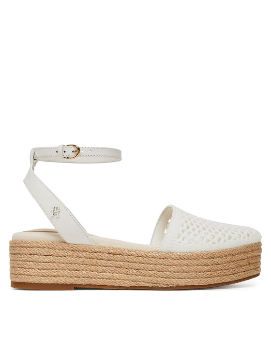 Tommy Hilfiger Tommy Hilfiger Espadrile Knit Mesh Espadrille Platform FW0FW08743 Alb
