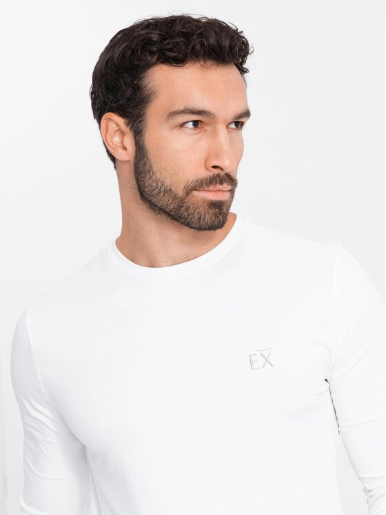 Ombre Ombre Longsleeve OM-LSBC-0124 Biały Slim Fit
