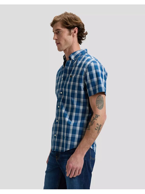 Lee Lee Koszula BUTTON DOWN SS Niebieski Regular Fit