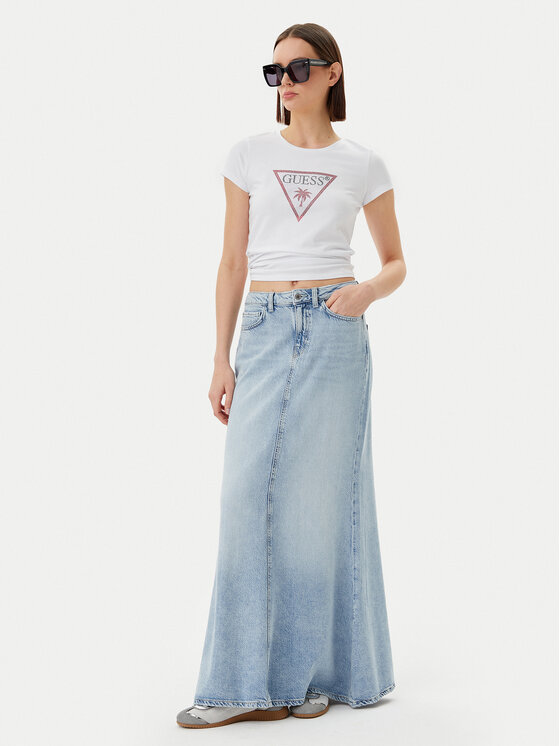 Guess Guess Tričko E5GI08 J1314 Biela Slim Fit