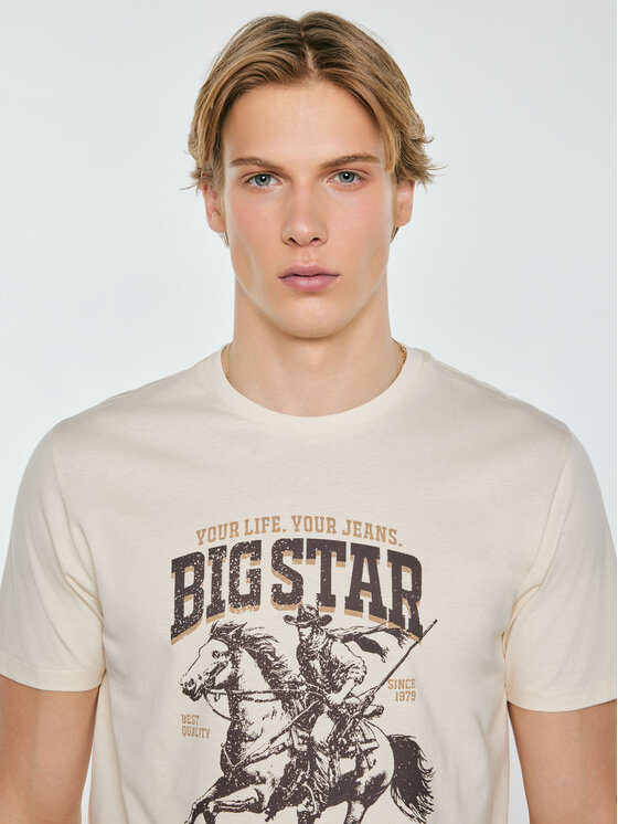 BIG STAR BIG STAR T-Shirt PATTER Kremowy Comfort Fit