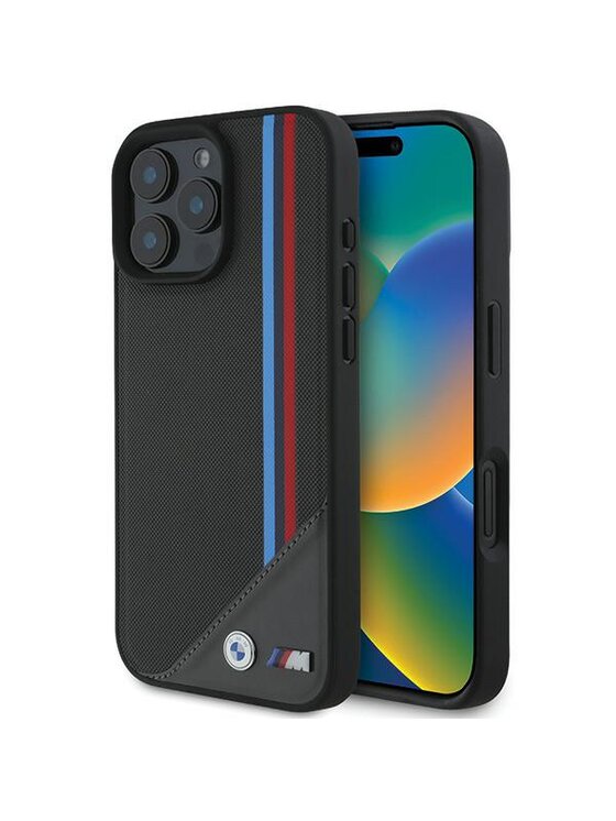 Etui na telefon BMW Motorsport, Czarne, M Meshed Tricolor Stripes