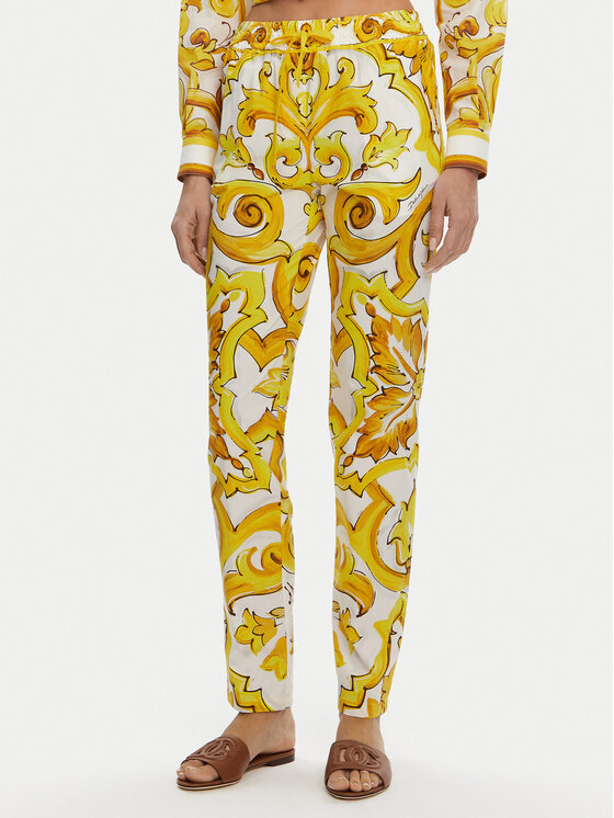 Dolce&Gabbana Dolce&Gabbana Szövet nadrág FTC4PT HH5EA Sárga Regular Fit