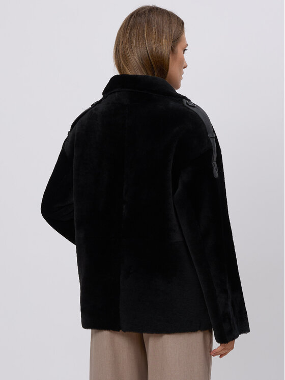 FAN LEATHER FAN LEATHER Kożuch naturalny Krótki Czarny Loose Fit