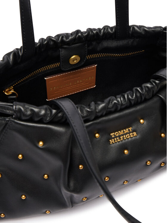 Tommy Hilfiger Tommy Hilfiger Soma Soft Leather Shoulder Bag Studs AW0AW19338 Melns