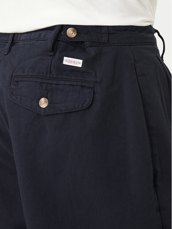 Guess Jeans Guess Jeans Kalhoty z materiálu M6RB59 WGCV1 Tmavomodrá Relaxed Fit
