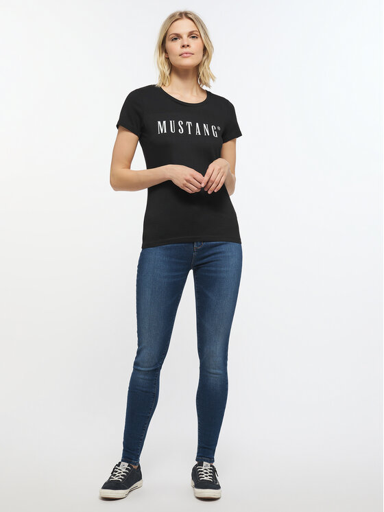MUSTANG Alina C Print T-Shirt Donna – Maglietta Casuale In Cotone Con Stampa Frontale, Girocollo, Perfetta Per Un Look Urbano Con Jeans E Sneakers