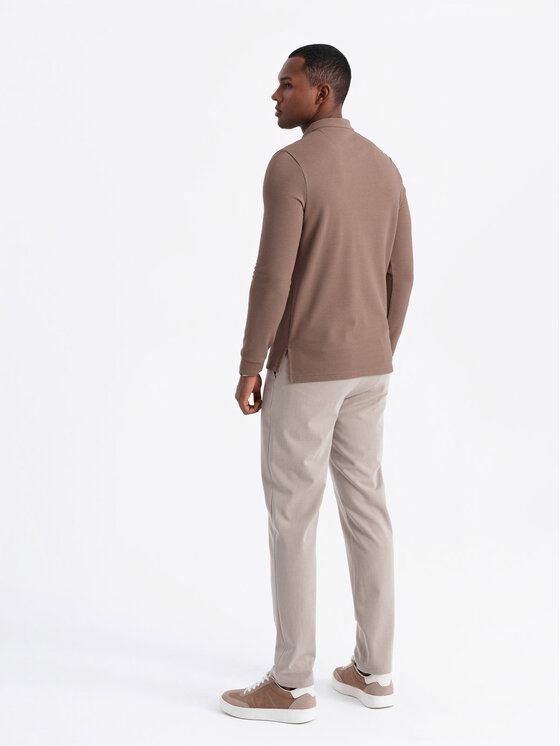 Ombre Ombre Longsleeve OM-POLS-0131 Brązowy Regular Fit