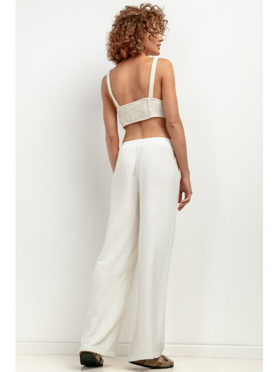 Tessita Tessita Spodnie materiałowe SPODNIE_T404_1_L Biały Relaxed Fit