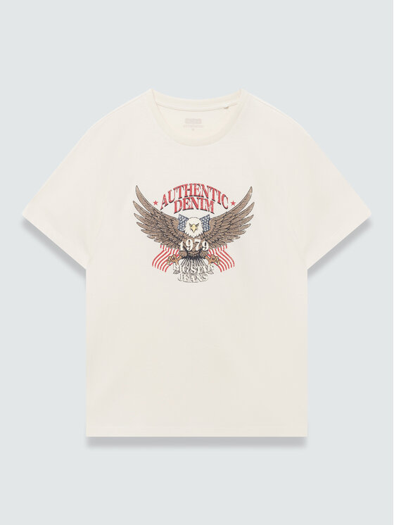 BIG STAR BIG STAR T-Shirt MELLER Kremowy Comfort Fit