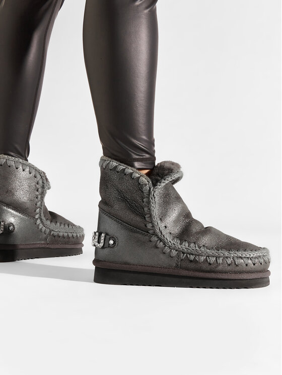 Mou Mou Škornji za sneg Eskimo 18 With Rhinestones Logo Srebrna