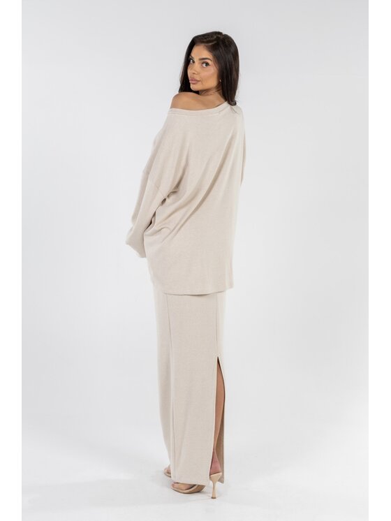 Agatha Studio Agatha Studio Komplet sweter i spódnica ołówkowa A26ZS-KS-K07 Beżowy Slim Fit