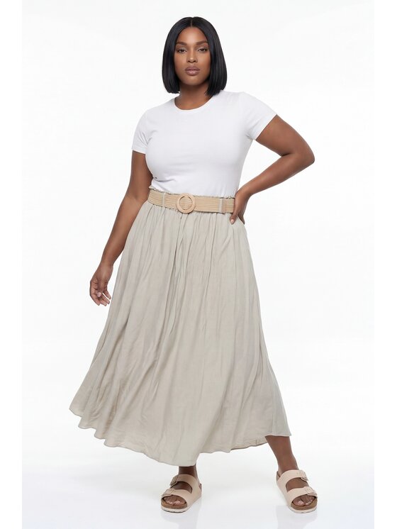 FIGL FIGL Midi sukně M1296 Béžová A-Line Fit