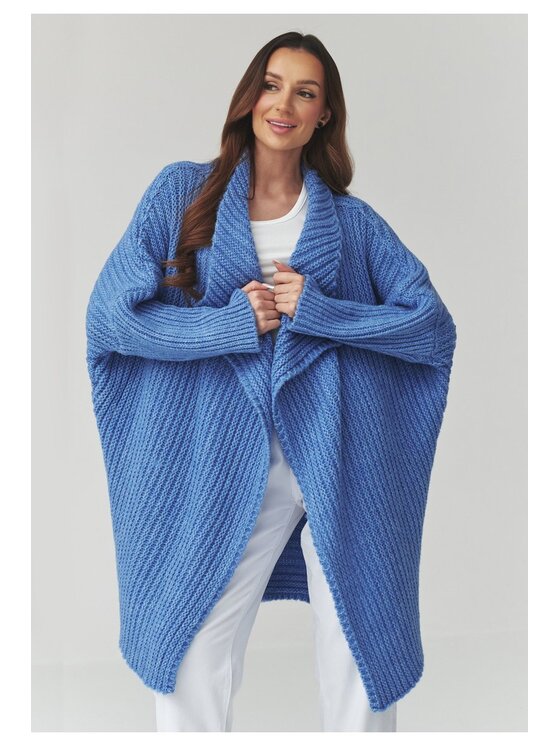 Makadamia Makadamia Sweter S173 Niebieski Loose Fit