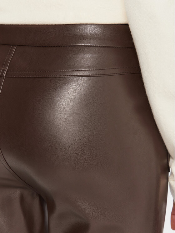 Gaudi Gaudi Панталони от имитация на кожа 521FD28002 Кафяв Straight Fit