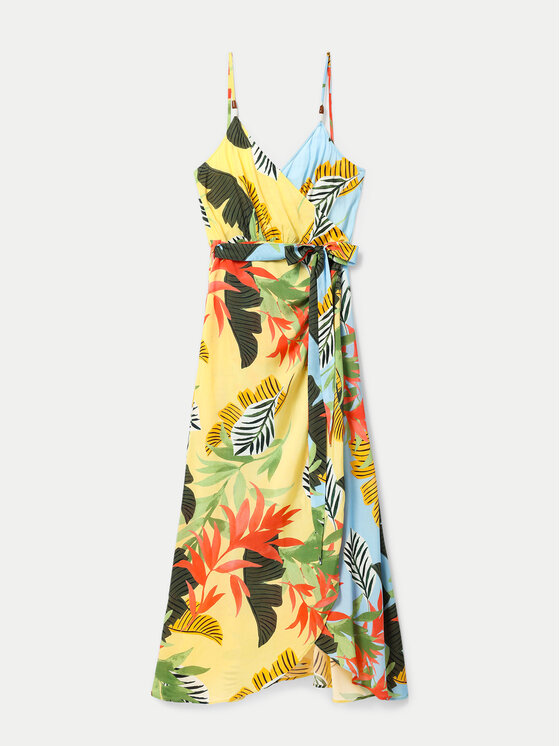 Desigual Robe d ete Tropical Leaves 24SWMW13 Multicolore Regular Fit